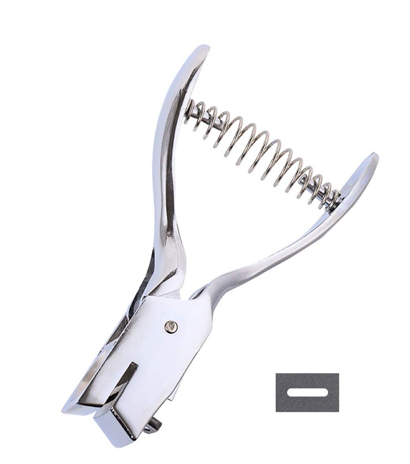 Kucaa كما كا معدن فضي مثقاب ثقب يدوي لبطاقات PVC وشارات بطاقات الهوية 15x3 مم - Image 1